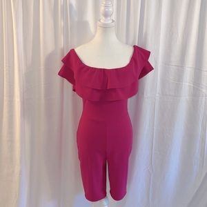 Women’s Fuchsia Pink Off the Shoulder Romper Size Medium
